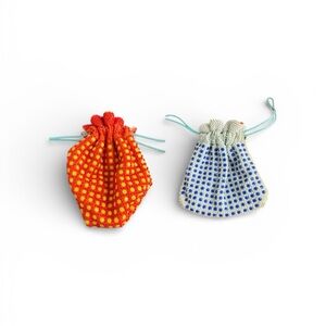 Vintage JEM Reversible Beaded Drawstring Pouch Purse Handmade In Hong Kong